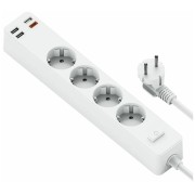 Сетевой удлинитель c USB разъемами WiWU Power Strip Socket with 4 x AC + 3 x USB + 20W Type-C PD Black
