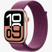 Apple Watch Series 10 GPS, 42мм, Розовое золото, Plum Sport Loop (MWWK3)