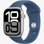 Apple Watch Series 10 GPS, 46мм, Серебристый, Denim Sport Band M/L, (MWWM3)